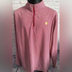 PETER MILLAR mens size XXL red Surgar Stripe 1/4 zip pullover